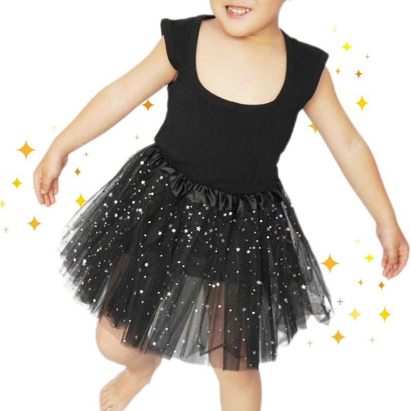 WINROLA Girls Stars Sequins Tutu Skirt Princess Ballet Dance Tutu Dress 3 Layered Halloween Christmas Tutu - Image 5